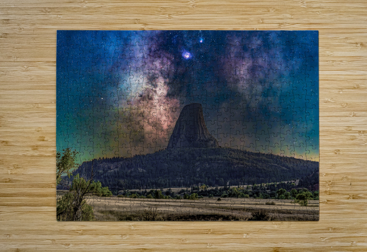 Lagoon Nebula over Devils Tower Geoffrey Prior Puzzle printing