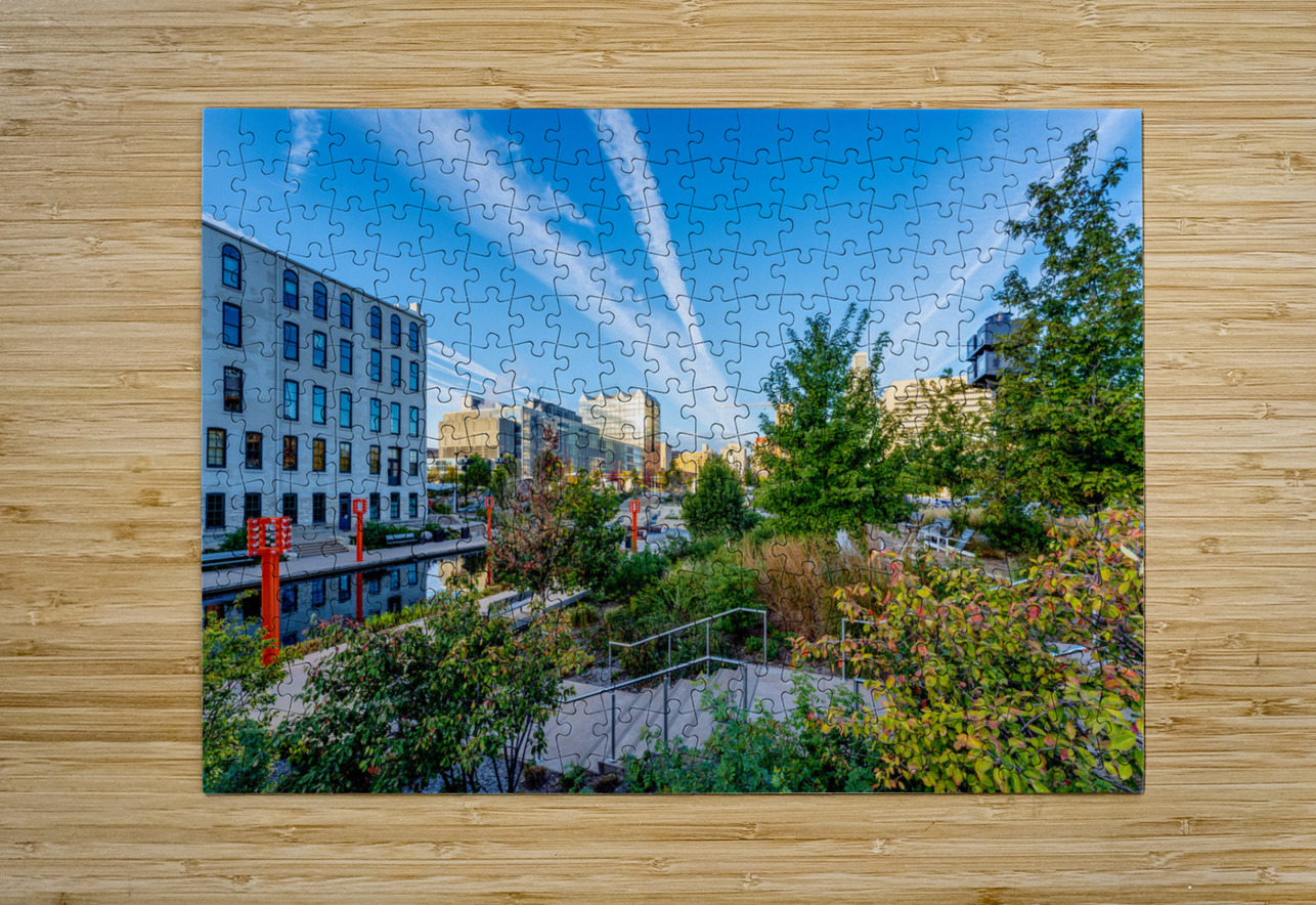 Contrails Over Gene Leahy Mall Park Jennifer White Puzzle printing