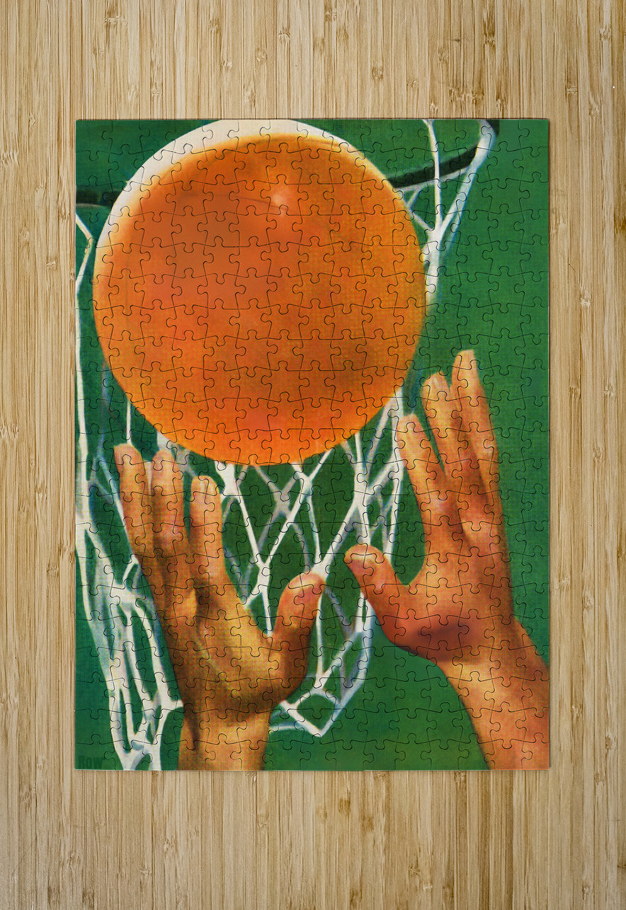 vintage sports art 1940s basketball art ball hoop Row One Brand Puzzle printing