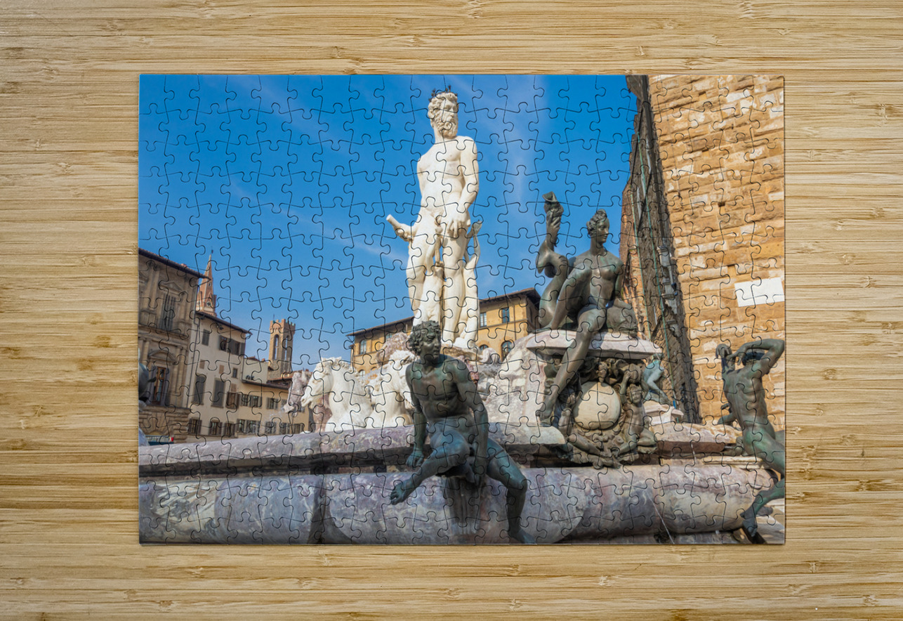 Florence Italy - Neptune Fountain. Marble sculpture Renaissanc Paolo Modena Puzzle printing
