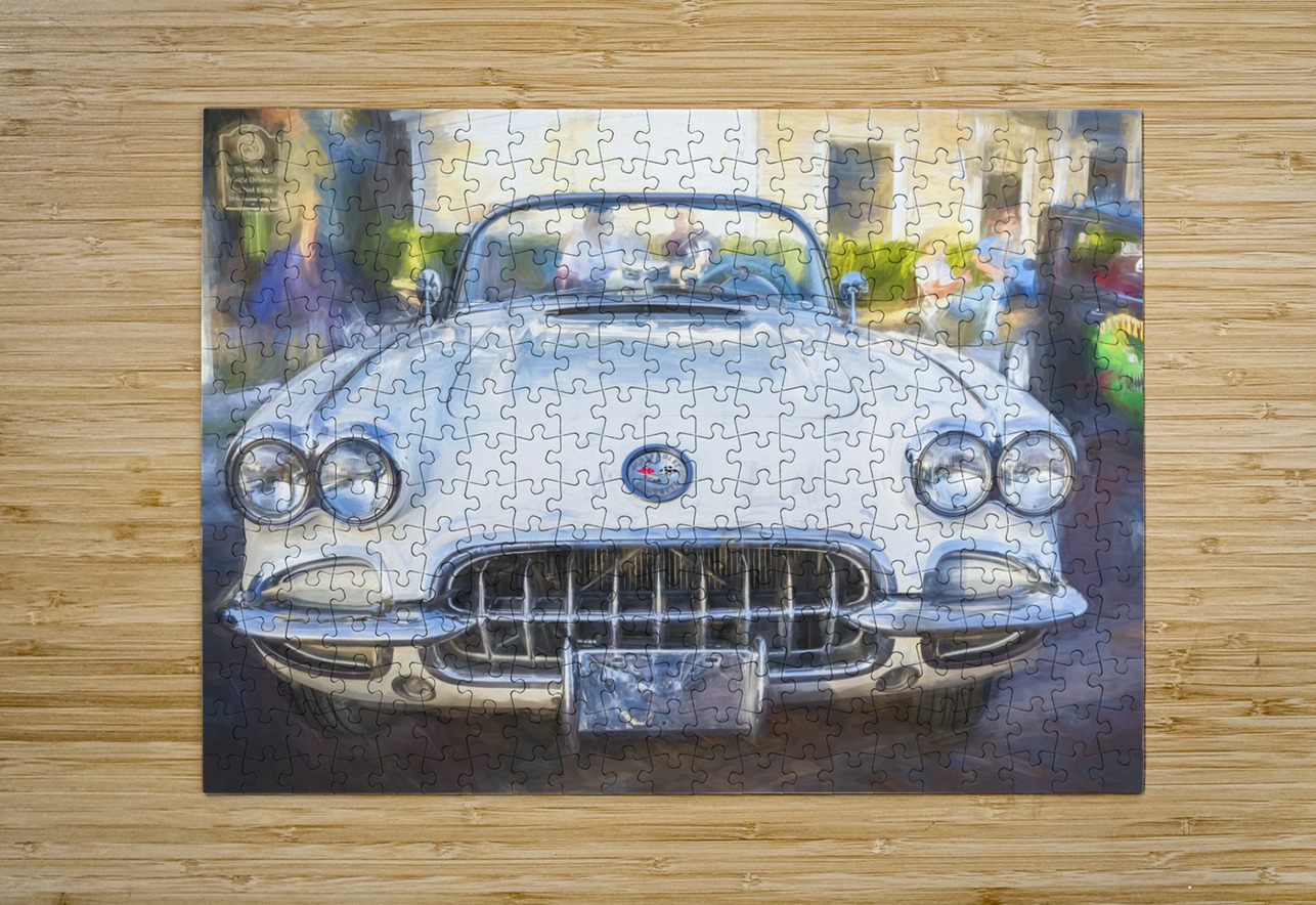 1958 White Corvette C1 X 11 Rich Franco Puzzle printing