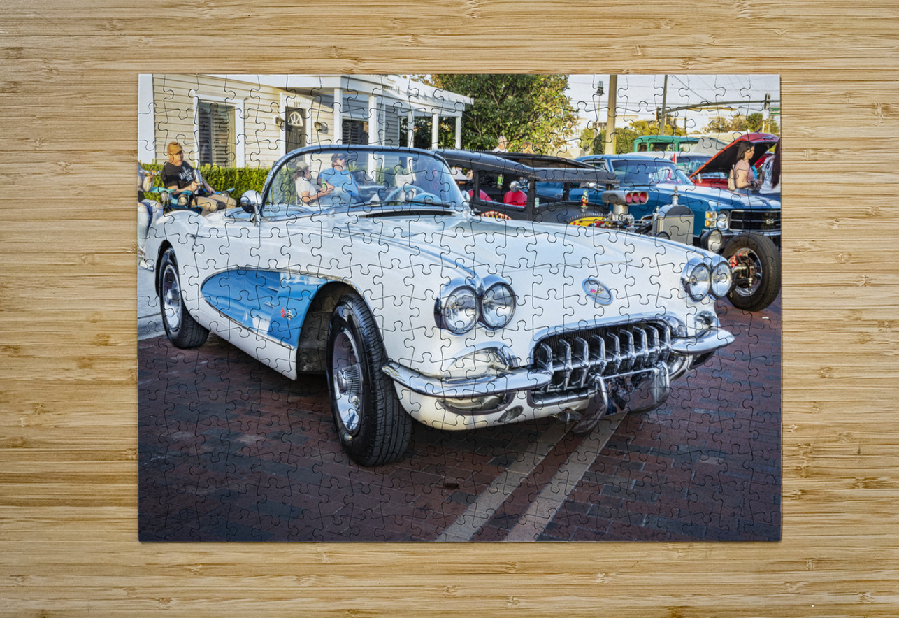 1958 White Corvette C1 X 12 Rich Franco Puzzle printing