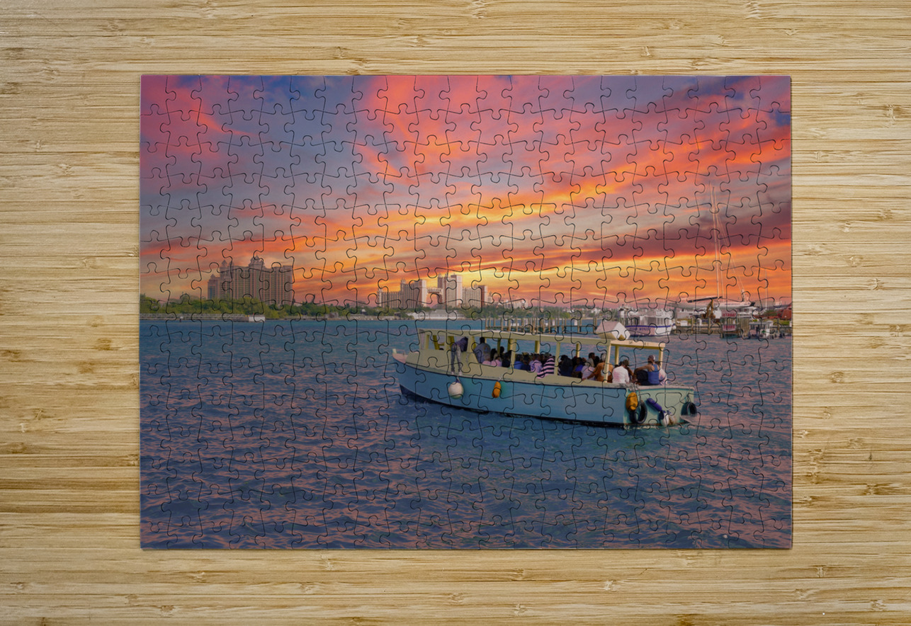 Tour Boat at Nassau Bahamas with Atlantis in Background Darryl Brooks Puzzle printing