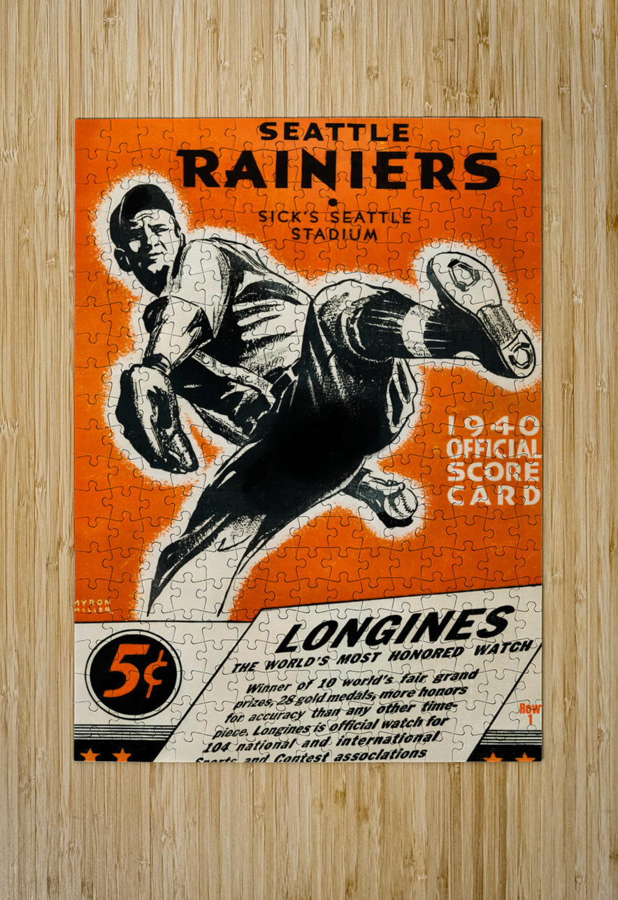 1940 Seattle Rainiers Baseball Scorecard Art  Row One Brand Puzzle printing