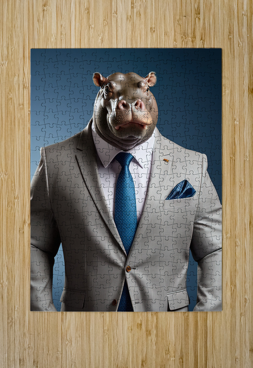 hippopotamus in suit artvi Puzzle printing