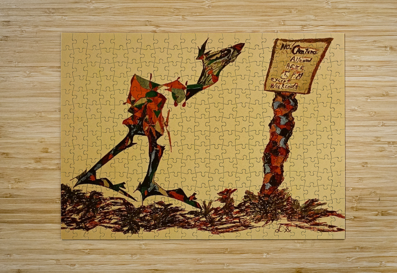 20221127 181637 creature reading sign Lawrence Silver Art Puzzle printing