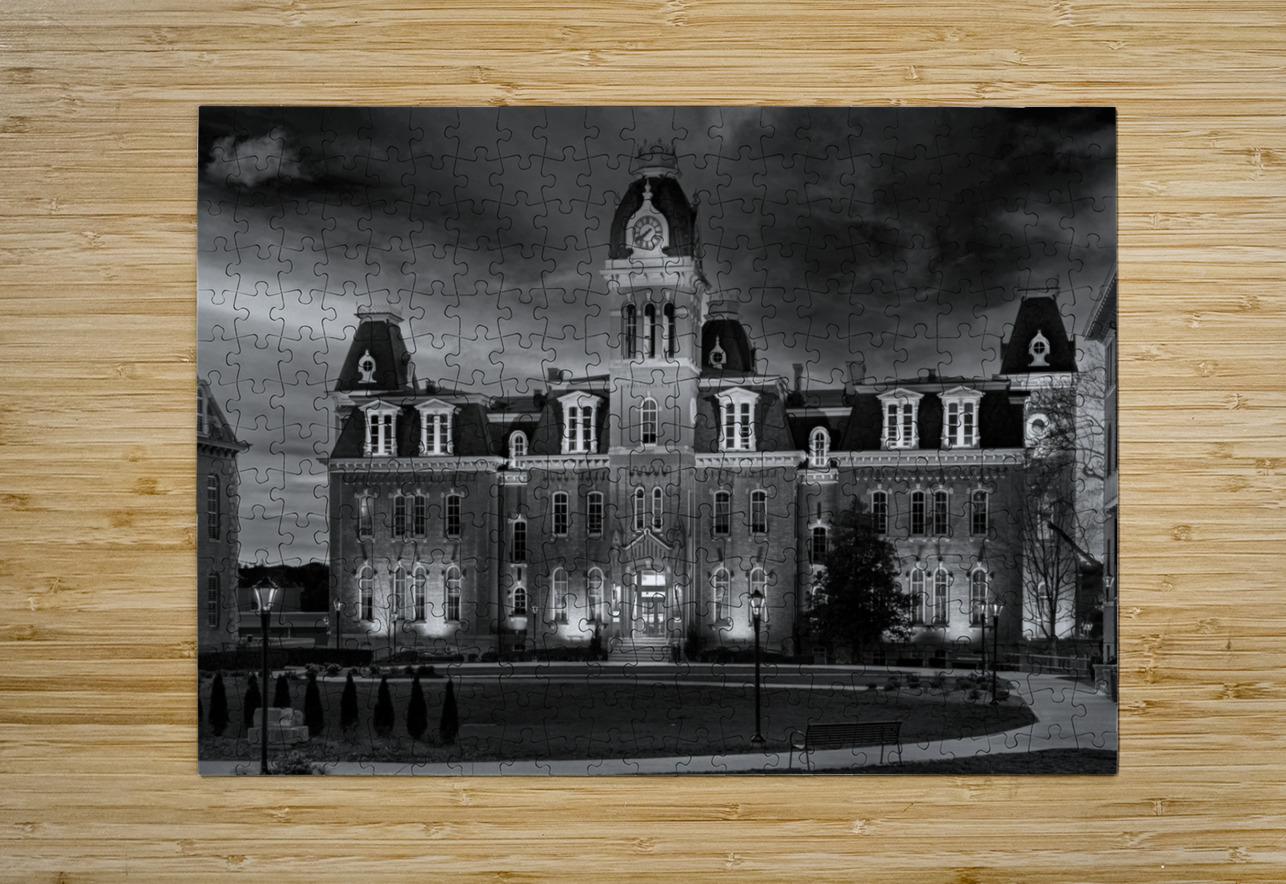 Woodburn Hall at West Virginia University in monochrome Steve Heap Puzzle printing