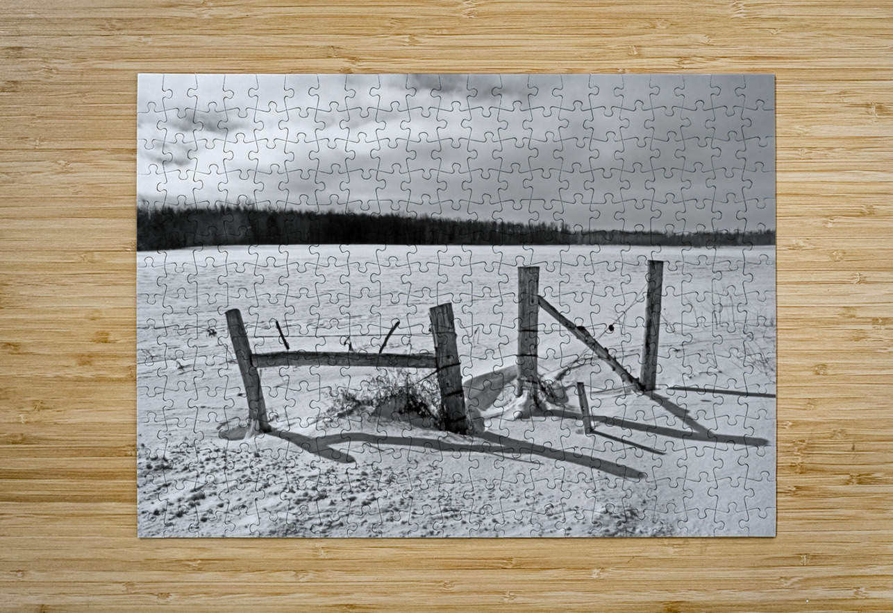 Wood Fence Posts In Winter Black And White Deb Oppermann Puzzle printing