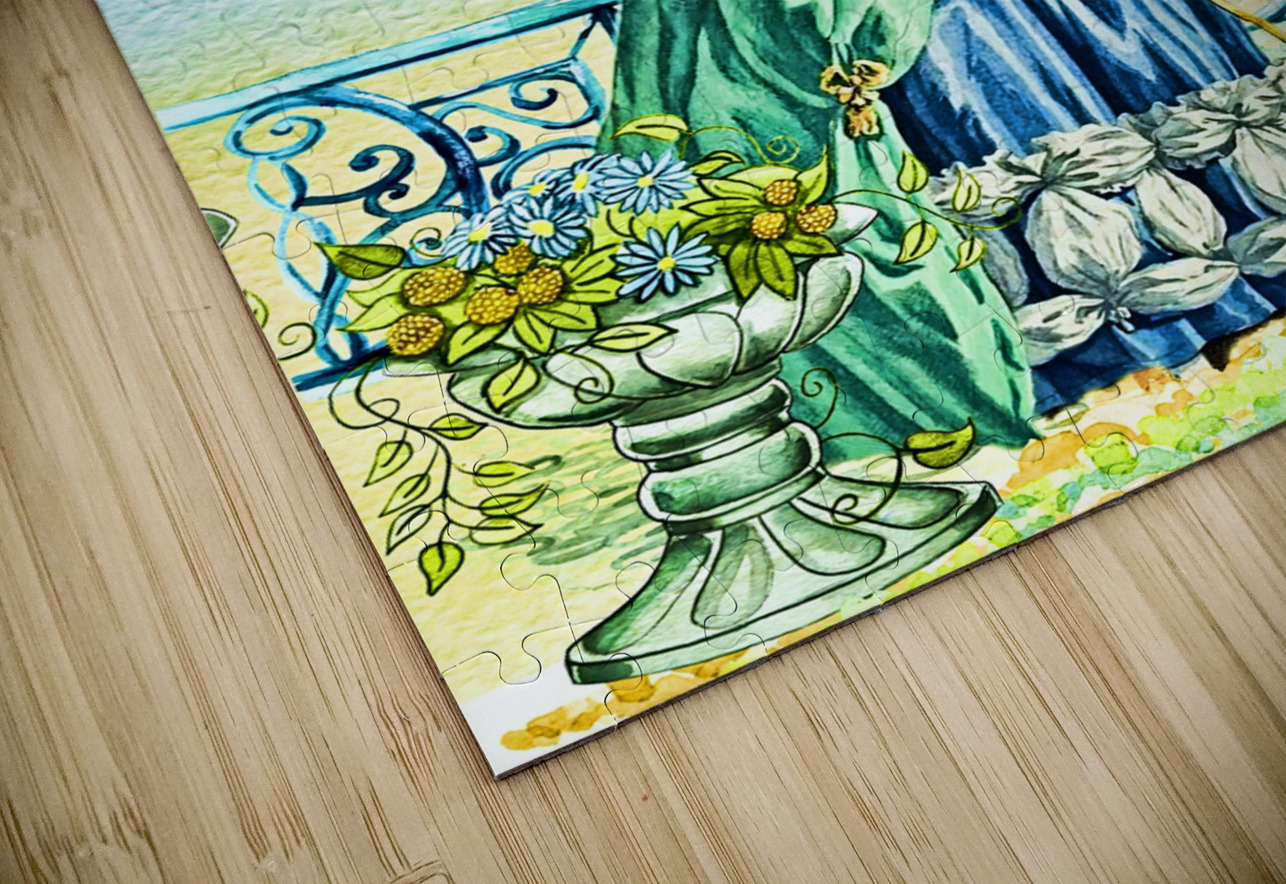 ArtXcl 134 Women in Blue Vintage drawing oil-paint-style Arte Fino Puzzle