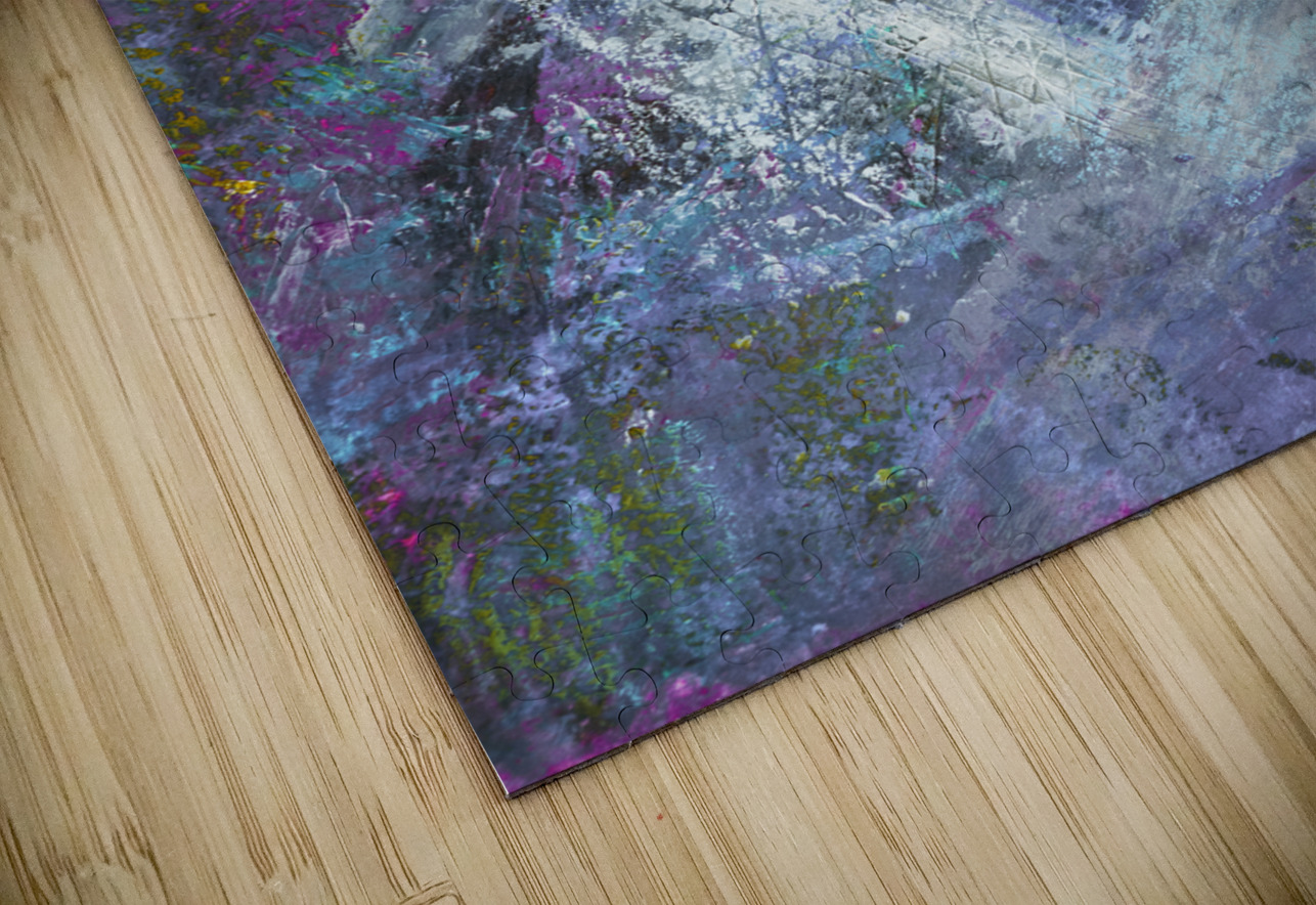 Blue Grey Heart Abstract Iris H Richardson Puzzle