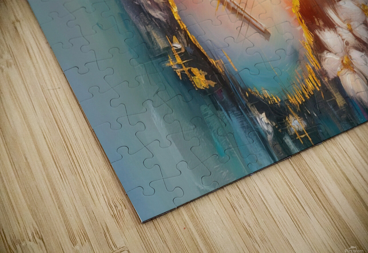 abstract oil painting that captures the essence of guitar music hesh4 Puzzle