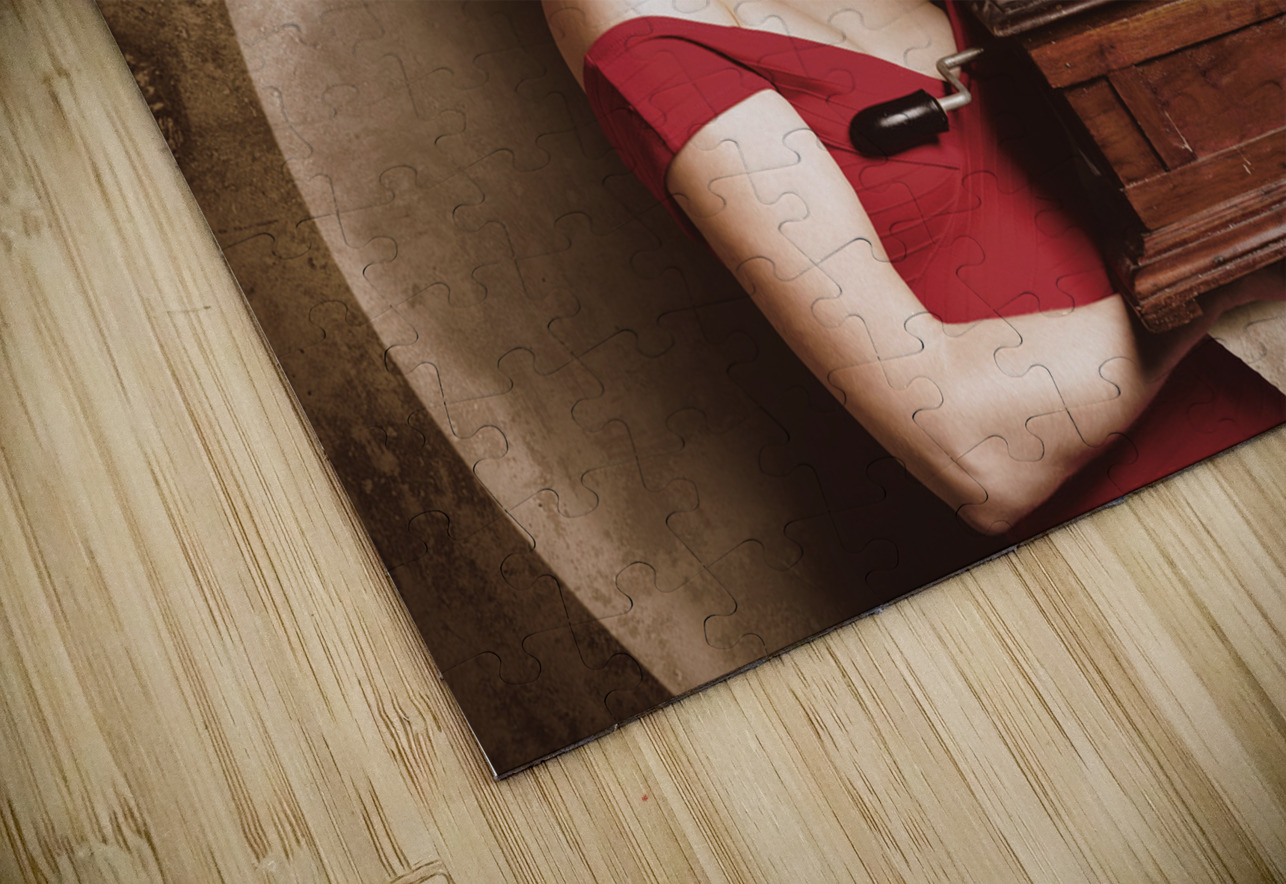 Vintage pin-up girl listening to record player Jorgo Puzzle