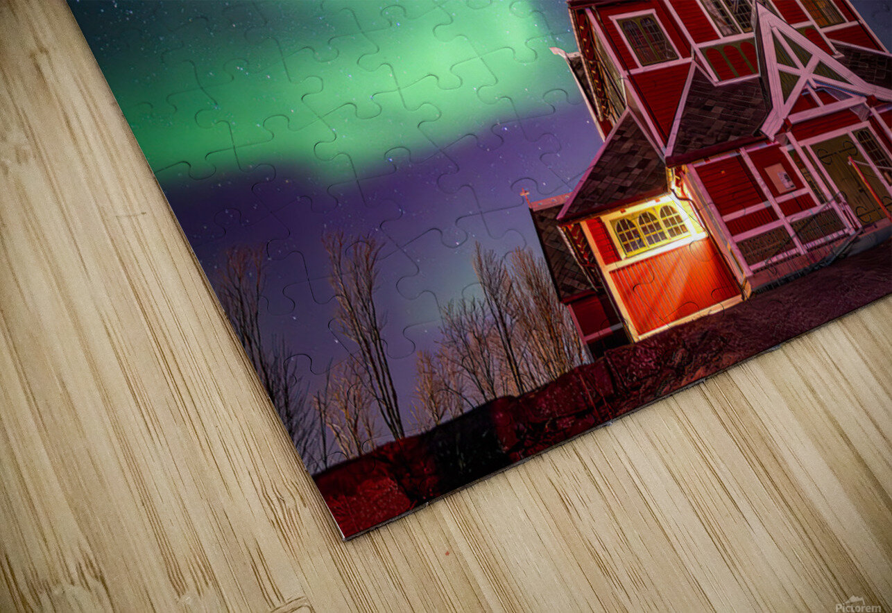 Northern Lights over Buknes Church Terry J Martin Puzzle