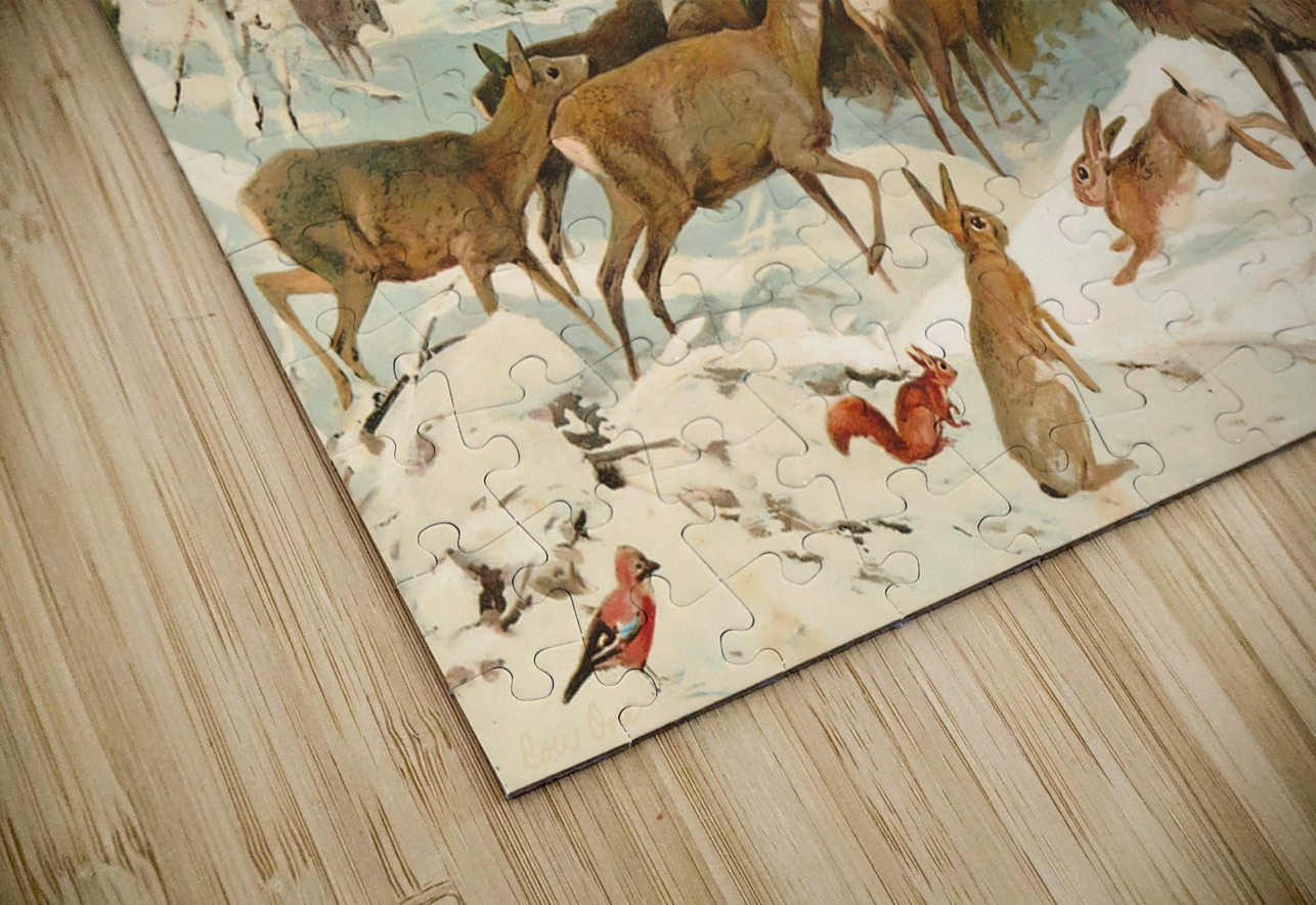 Deer in the Snow 1906 Row One Brand Puzzle