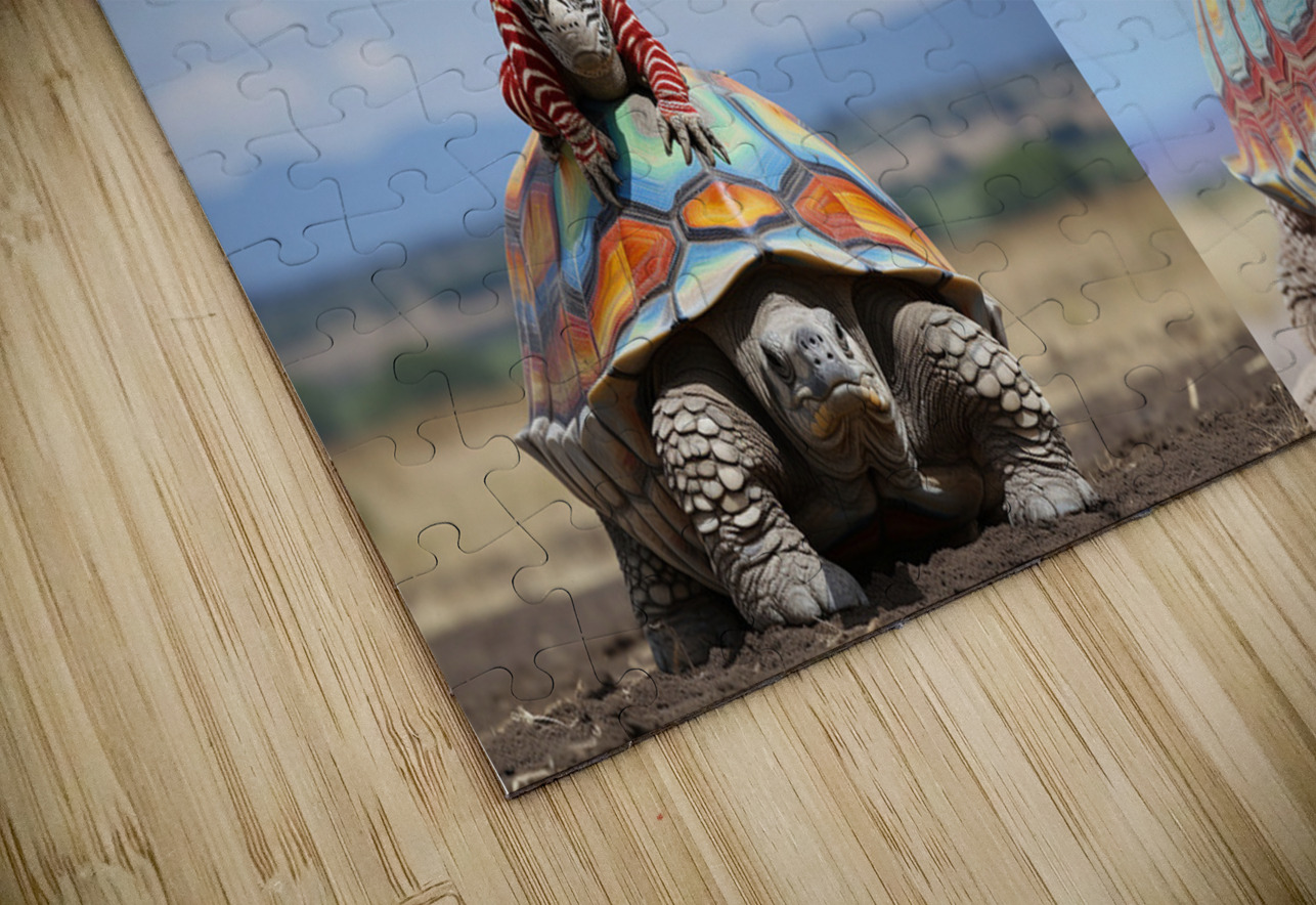 A colorful tortoise sitting on a zebra in Afric 1 ASAR STUDIOS Puzzle
