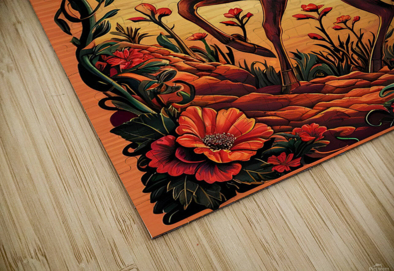 A majestic deer decorated with flowers and leaves Kamal bouchtaoui Puzzle