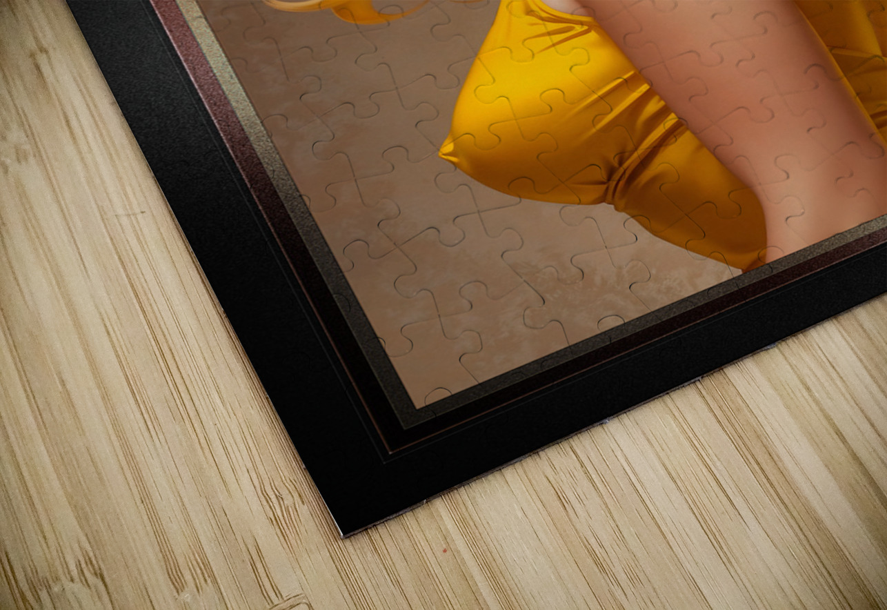 Her Golden Color Mesmerizing Pin Up Girl AI Concept Art Portrait by Xzendor7 xzendor7 Puzzle