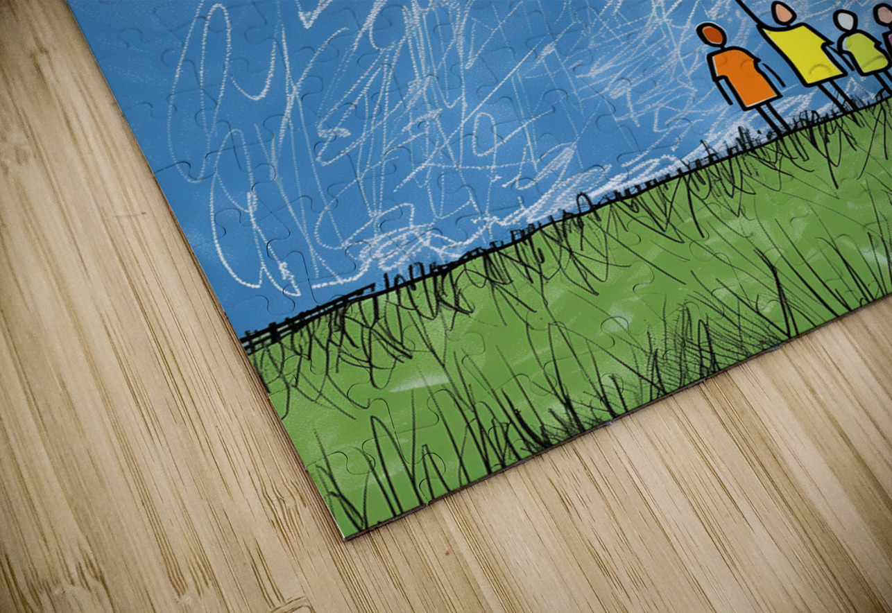 a happy family of four look at sky by Allie Bro f ASAR STUDIOS Puzzle