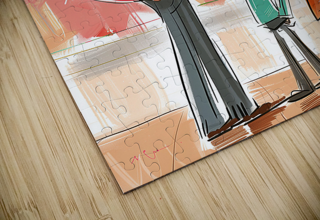 a family is visiting art museum in style of All c ASAR STUDIOS Puzzle