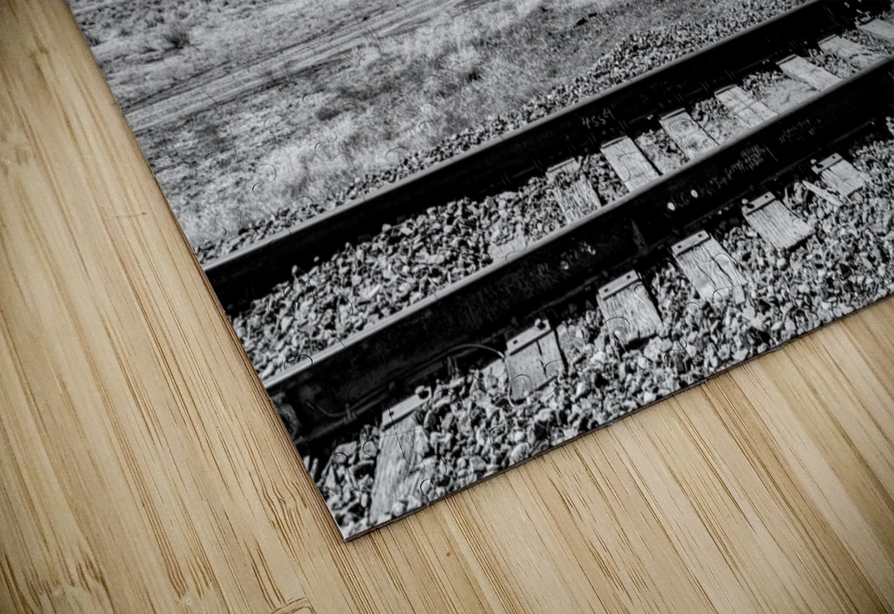 Utah Railroad And Mountains Grayscale Jennifer White Puzzle