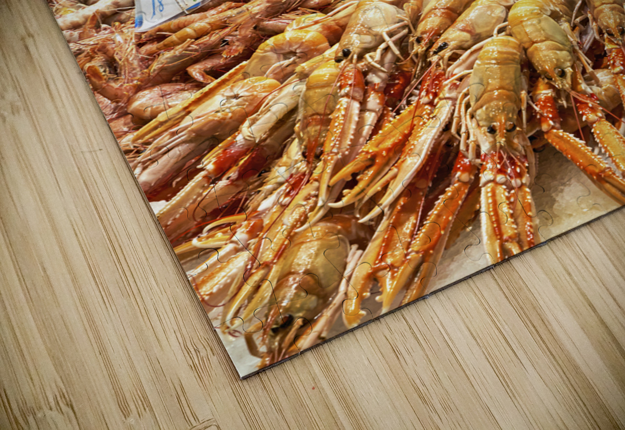 Barcelona. Catalonia. Spain. The Mercat de Sant Josep de la Boqueria. Tiger Prawns at fishmonger stall Marco Brivio Puzzle