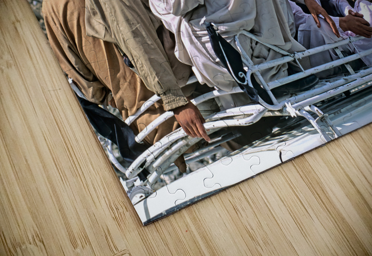 Pakistan. People travelling on the roof of a van Marco Brivio Puzzle