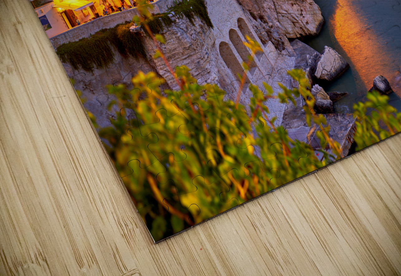 Vieste Gargano. Apulia Puglia Italy. Cape San Francesco and San Francesco church at sunset Marco Brivio Puzzle