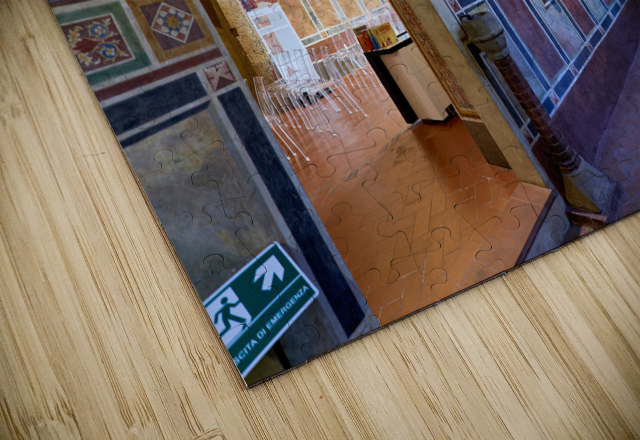 San Gimignano. Tuscany. Italy. Frescoes in the church of San Lorenzo in Ponte. Madonna col Bambino in gloria Madonna with Child in Glory by Simone Martini Marco Brivio Puzzle
