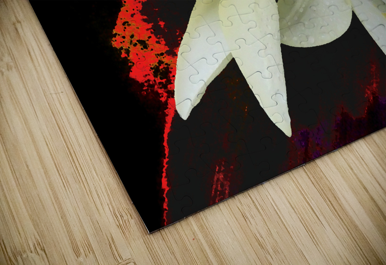  Abstract Trio of White Lilies on a Coloured Distressed Background Catriona Roberts Nature Photography and Designs Puzzle