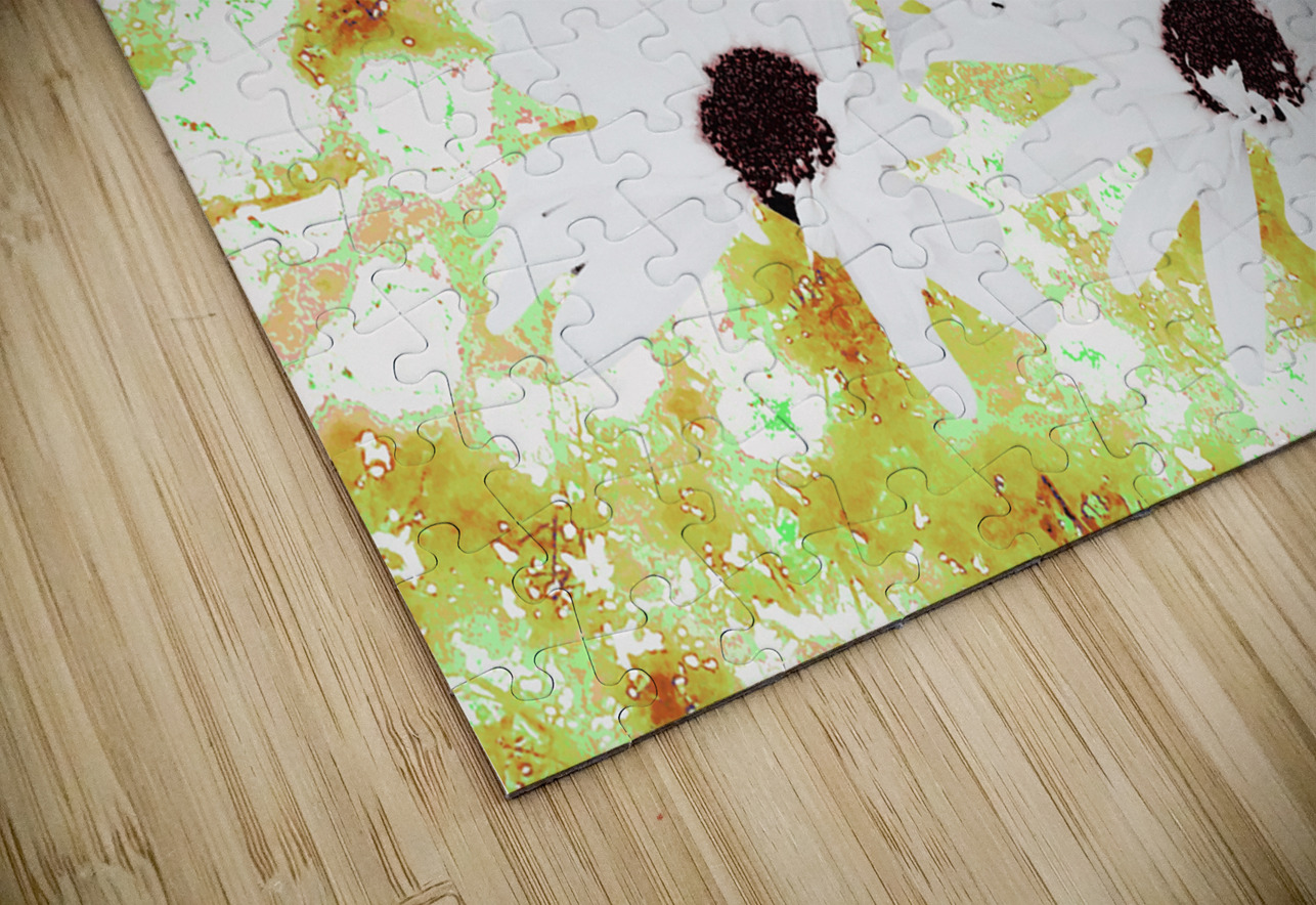  Abstract White Daises on a Green Background Catriona Roberts Nature Photography and Designs Puzzle