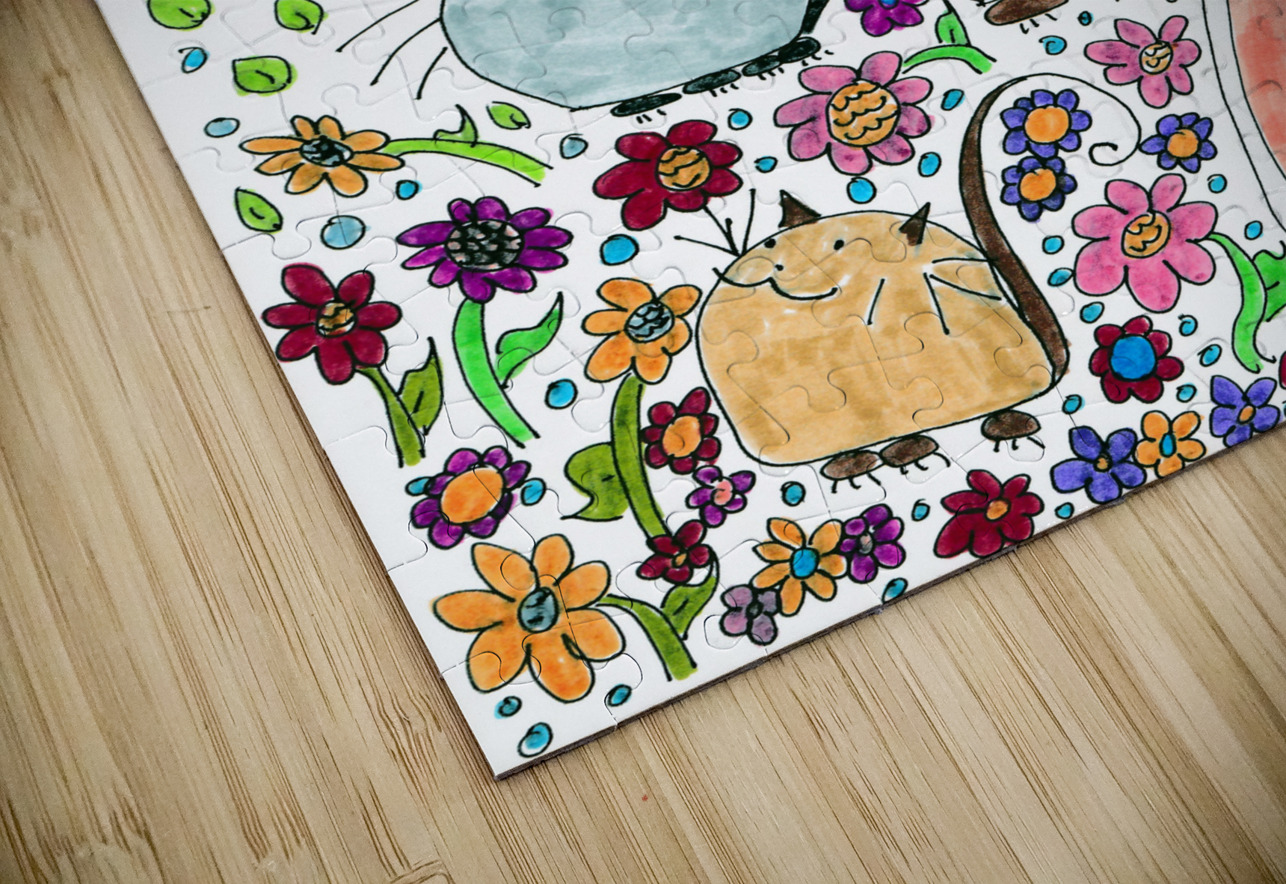Abstract Floral Doodle Art Cats  Catriona Roberts Nature Photography and Designs Puzzle