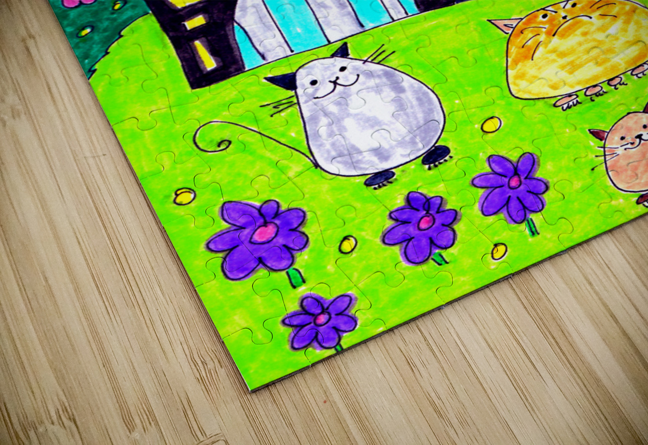 Abstract Doodle House Cats Catriona Roberts Nature Photography and Designs Puzzle