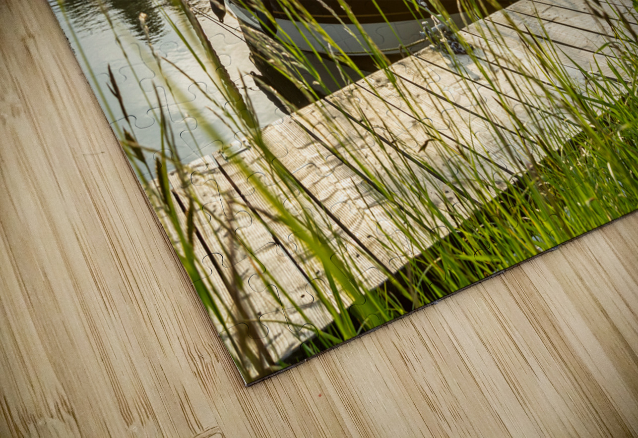 Sunset over pier and marina in Langballigau at the Baltic Sea in Northern Germany caladoart Puzzle