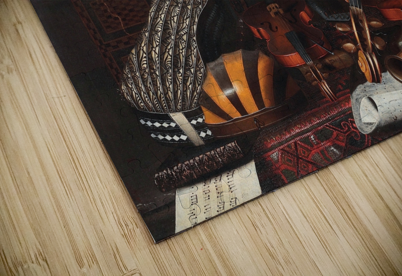Still Life With Musical Instruments. Books And Playing Cards by Bartolomeo Bettera [1639–c. 1688] MyCozyFineArt Puzzle