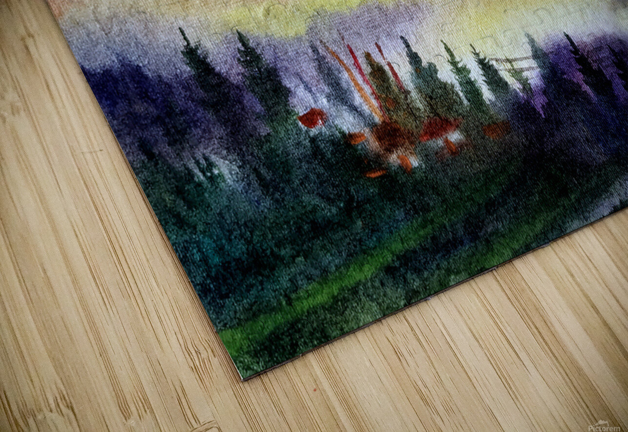 Cloudy Sunset Himalaya Mountain Landscape  Watercolor Painting Samiran Sarkar Puzzle