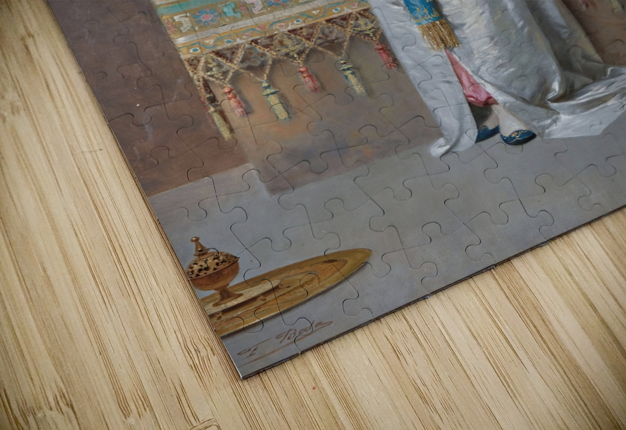 Portrait of an oriental woman with a fan by Francesco Beda [1840–1900] MyCozyFineArt Puzzle