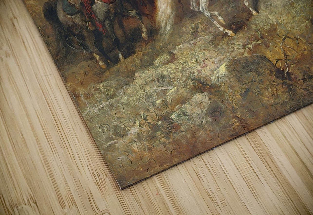 Arab Warriors On A Rocky Hillside by Adolf Schreyer [1828–1899] MyCozyFineArt Puzzle