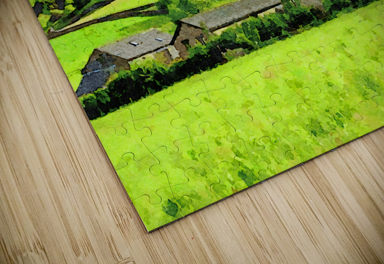 Beautiful watercolor landscape of Lake District countryside in England Gestalt Imagery Puzzle