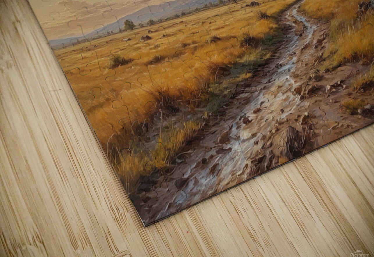 Lone Tree in a Golden Landscape at Sunset Wildscape Creations Puzzle