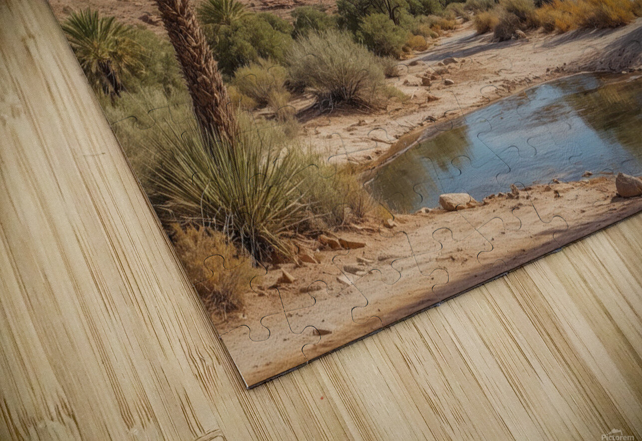 Serene Desert Landscape with Palm Trees and Stream Wildscape Creations Puzzle