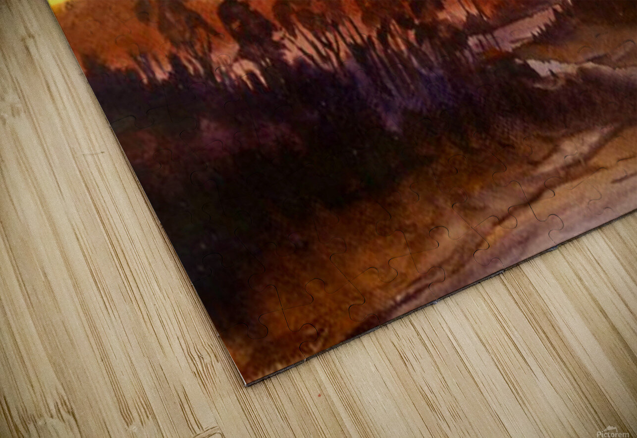 Cloudy Sunset Mountain Himalaya  Watercolor Painting  Samiran Sarkar Puzzle