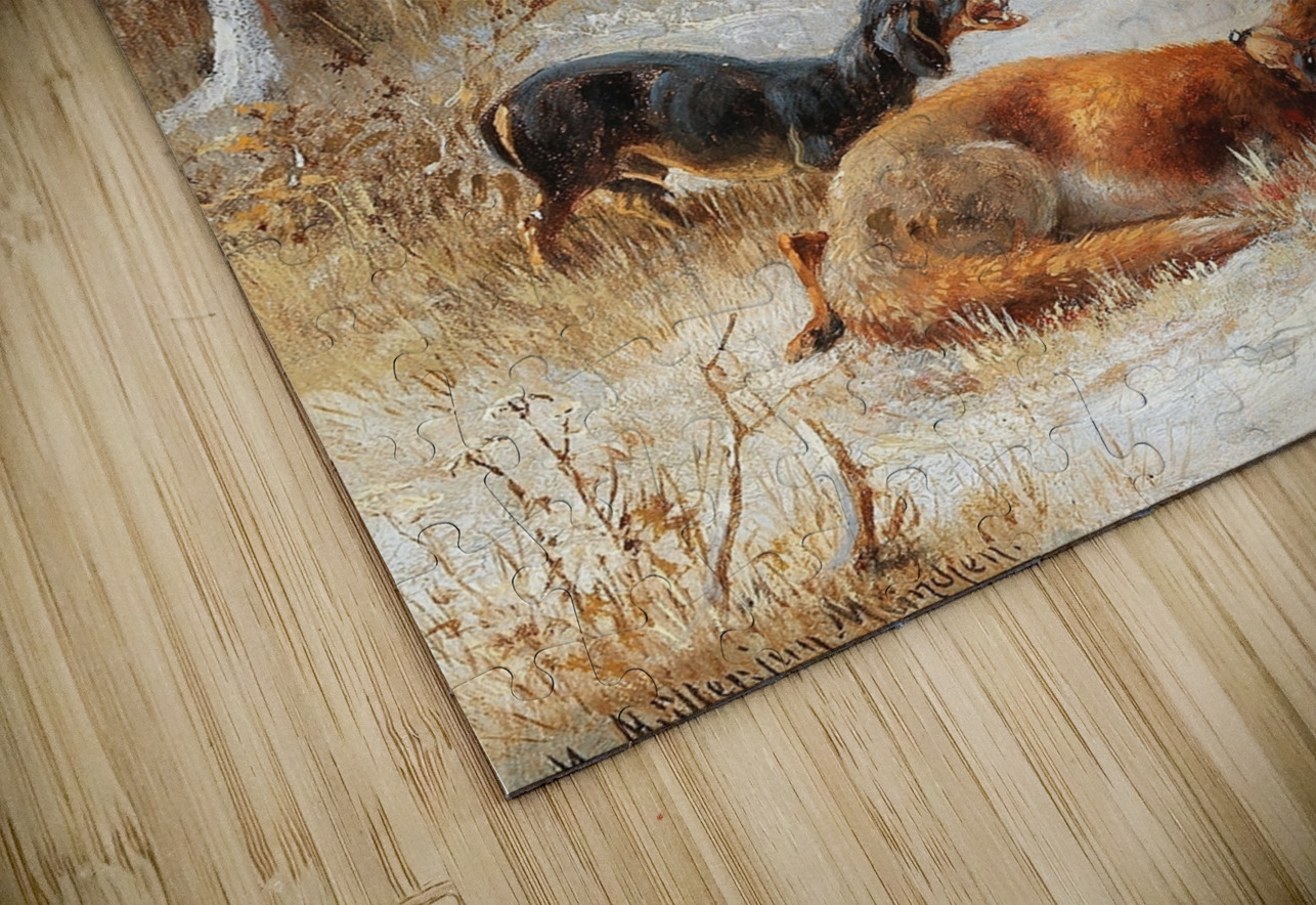 Fuchs mit Hunden [1888] by Moritz Müller II [19th century] MyCozyFineArt Puzzle