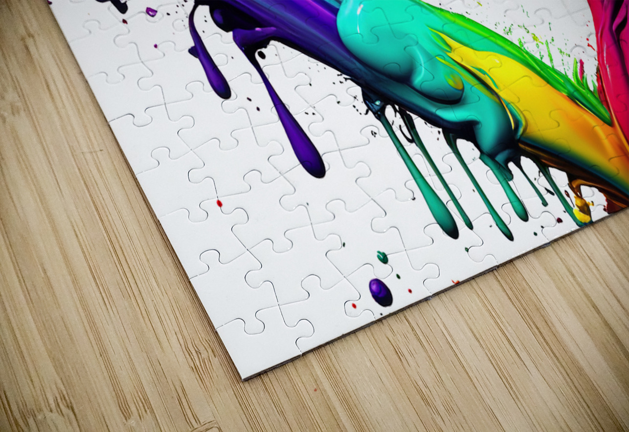 splash from rainbow colors paint in heart shape love Chris Willemsen Puzzle