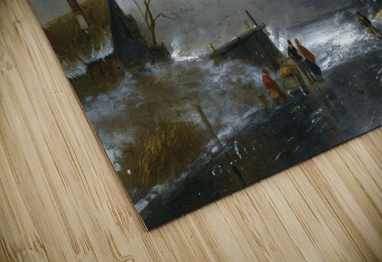 Figures On A Frozen River by Charles Leickert [1816–1907] MyCozyFineArt Puzzle