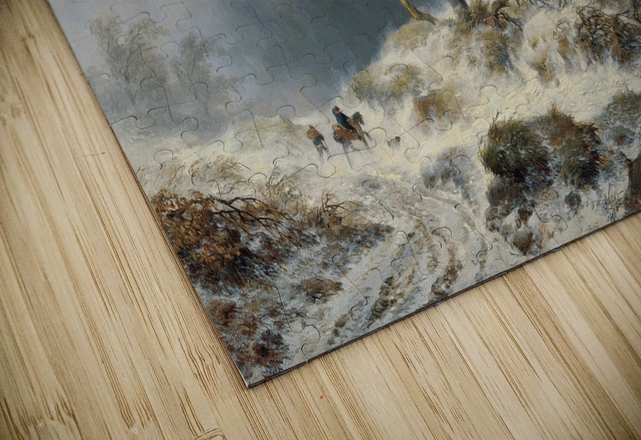 Holländische Winterlandschaft [Schneewehen] [1870] by Remigius Adrianus van Haanen [1812–1894] MyCozyFineArt Puzzle