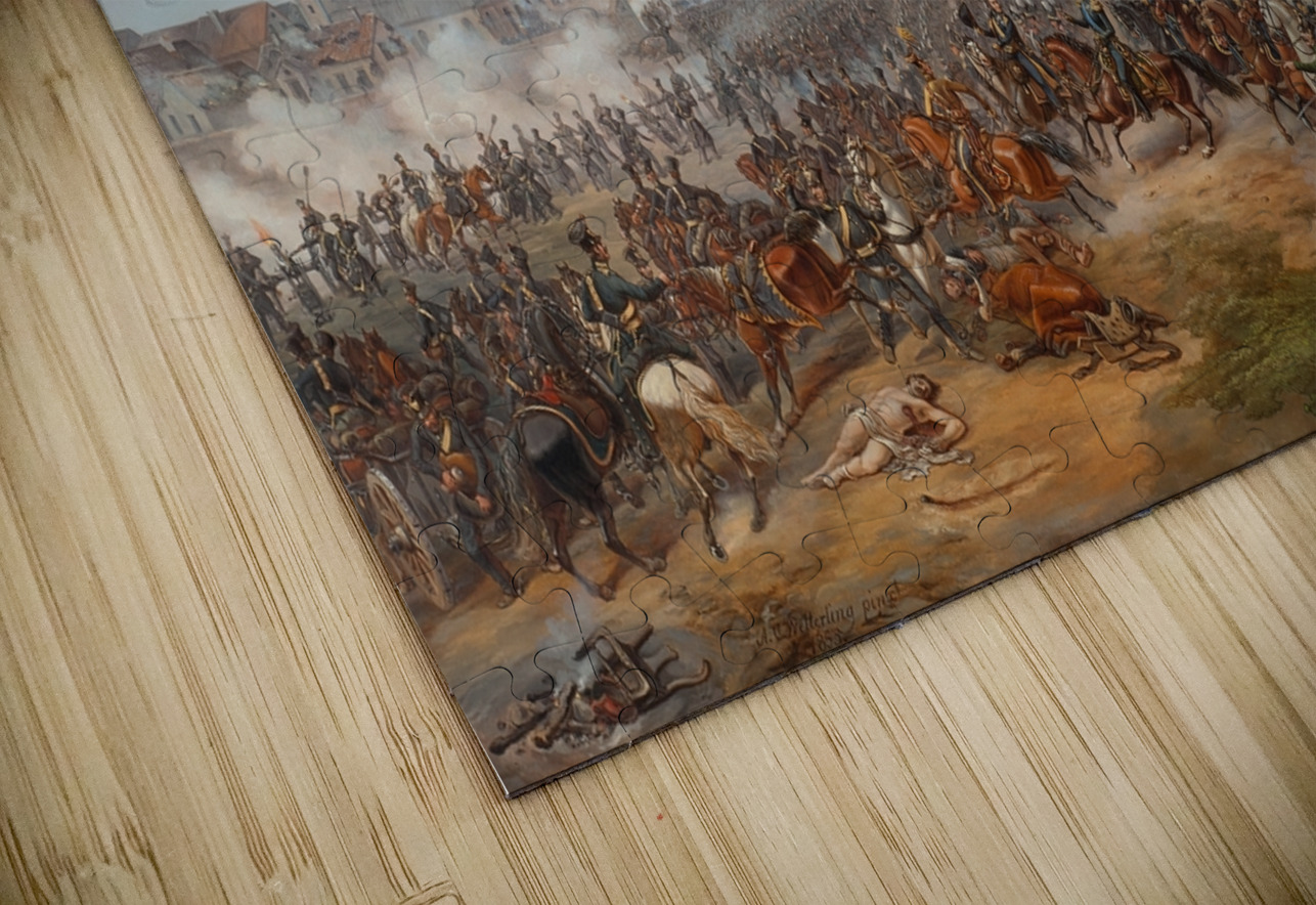 Swedish Troops Assaulting the Town Gate of Leipzig. October 19. 1813 [1853] by Alexander Wetterling [1796–1858] MyCozyFineArt Puzzle