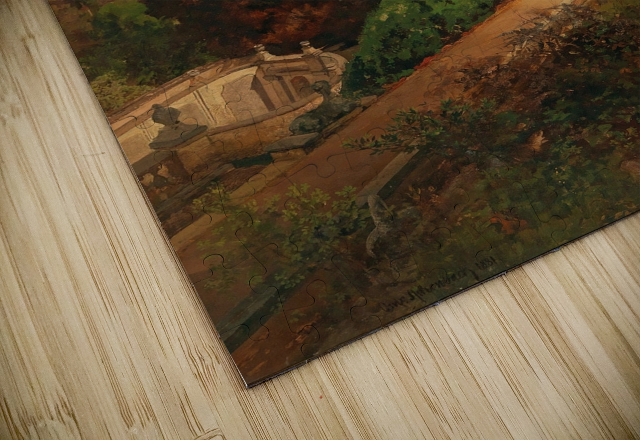 A view of the garden of Villa d’Este in Tivoli. Near Rome by Oswald Achenbach [1827–1905] MyCozyFineArt Puzzle