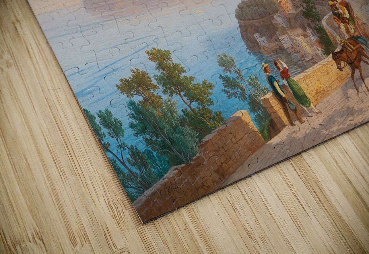 View of Sorrento. With a family outing in the foreground by Carl Wilhelm Götzloff [1799–1866] MyCozyFineArt Puzzle