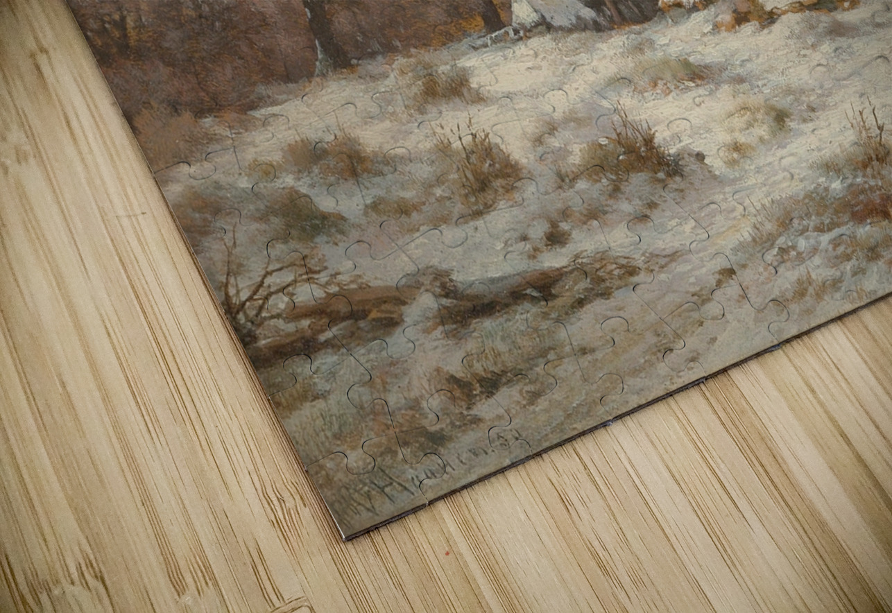 Winter landscape with decorative figures [1890] by Remigius Adrianus van Haanen [1812–1894] MyCozyFineArt Puzzle