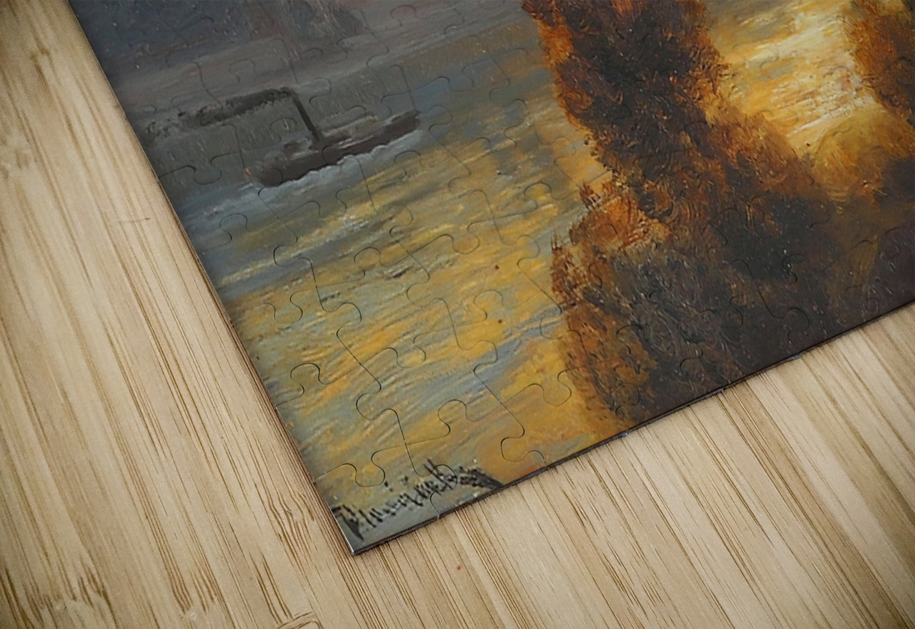Sonnenuntergang Bei Passau An Der Donau by Anton Hlavacek [1842–1926] MyCozyFineArt Puzzle